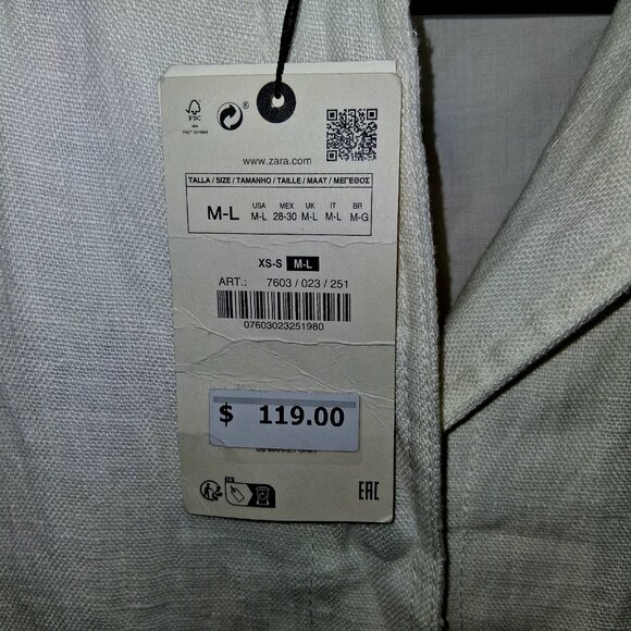 ZARA 100% Linen White Vest Jacket – Size M-L – NWT Originally $119 - Picture 3 of 6
